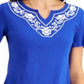 Karen Scott Women's Split Neck Top Blue Size Petite Large