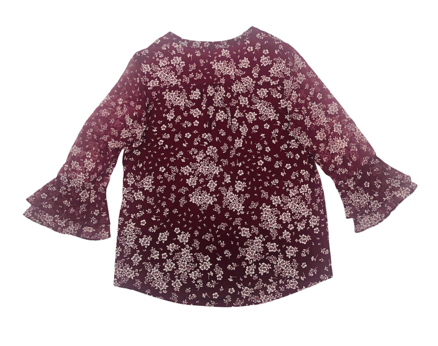 Charter Club Women's Printed Pintuck Ruffled Sleeve Top Red Size Medium