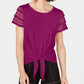 INC International Concepts Women's Plus Tie Front Lace Sleeve Blouse Purple Size 4XL