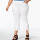 INC International Concepts Women's Plus Size Lace-Hem Capri Pants Bright White Size 14W