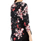 Alfani Women's 3/4 Sleeve Floral V Neck Blouse Black Size Petite Medium