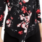 Alfani Women's 3/4 Sleeve Floral V Neck Blouse Black Size Petite Medium