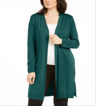 JM Collection Women's Lace up Sleeve Cardigan Green Size XX-Large