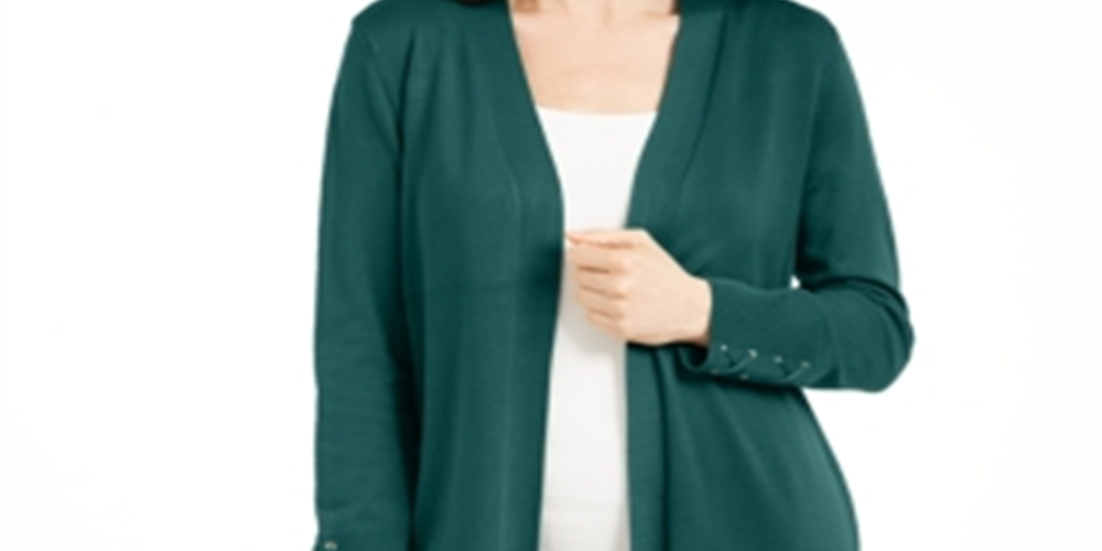 JM Collection Women's Lace up Sleeve Cardigan Green Size XX-Large