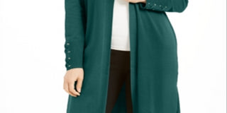 JM Collection Women's Lace up Sleeve Cardigan Green Size XX-Large
