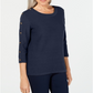 Karen Scott Women's 3/4-Sleeve Sweater Blue Size Large