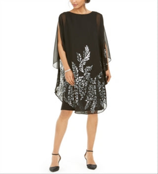 Xscape Women's Floral Sleeveless Knee Length Evening Dress Black Size 12