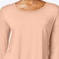 JM Collection Women's Three Quarter Sleeve Top Pink Size Petite S/M