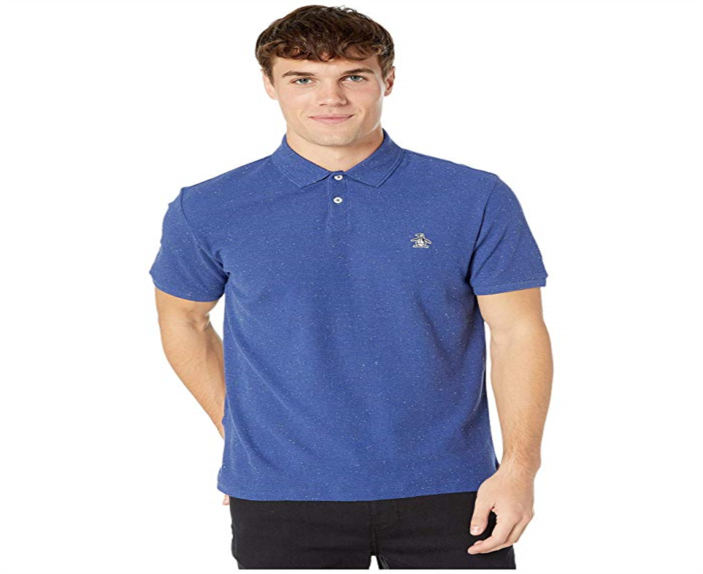 Original Penguin Men's Donegal Daddy Regular Fit Pique Polo Shirt Blue Size X-Large