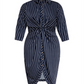 City Chic Women's Twist Stripe Dress Blue Size 18W