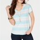 Style & Co Petite Cotton Printed T-Shirt Blue Size  PXL