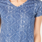 Style & Co Women's Cotton Printed T-Shirt Blue Size Petite X-Large