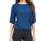 Alfani Women's Twisted Elbow Sleeve Top Blue  Size Petite Small