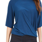 Alfani Women's Twisted Elbow Sleeve Top Blue  Size Petite Small