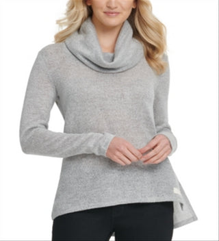 DKNY Women's Cowl Neck Hi Low Sweater Gray Size X-Large