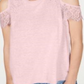 INC International Concepts Women's Lace Linen Blend Cold Shoulder Top Pink Size X-Small