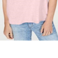 INC International Concepts Women's Lace Linen Blend Cold Shoulder Top Pink Size X-Small