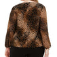 Alfani Women's Plus Size Animal-Print Asymmetrical-Neck Top  Brown Size 3X