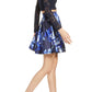 Sequin Hearts Women's Long Sleeve 2pc. Lace/Floral Mikado Skirt Royal Blue Size 9