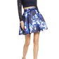 Sequin Hearts Women's Long Sleeve 2pc. Lace/Floral Mikado Skirt Royal Blue Size 9
