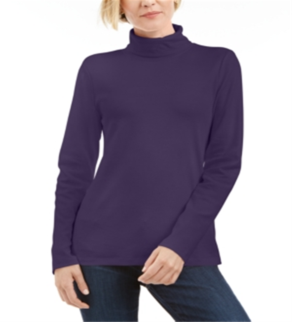 Karen Scott Women's Cotton Turtleneck Purple Size XX-Large