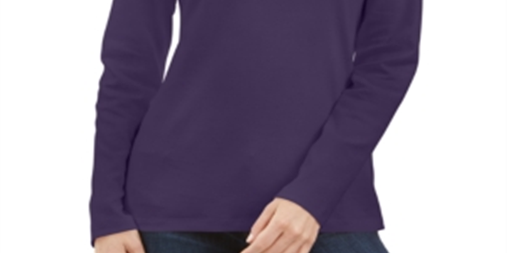 Karen Scott Women's Cotton Turtleneck Purple Size XX-Large