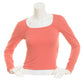 Planet Gold Junior's Ribbed Long Sleeve Square Neck Top Orange Size Medium