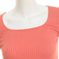 Planet Gold Junior's Ribbed Long Sleeve Square Neck Top Orange Size Medium
