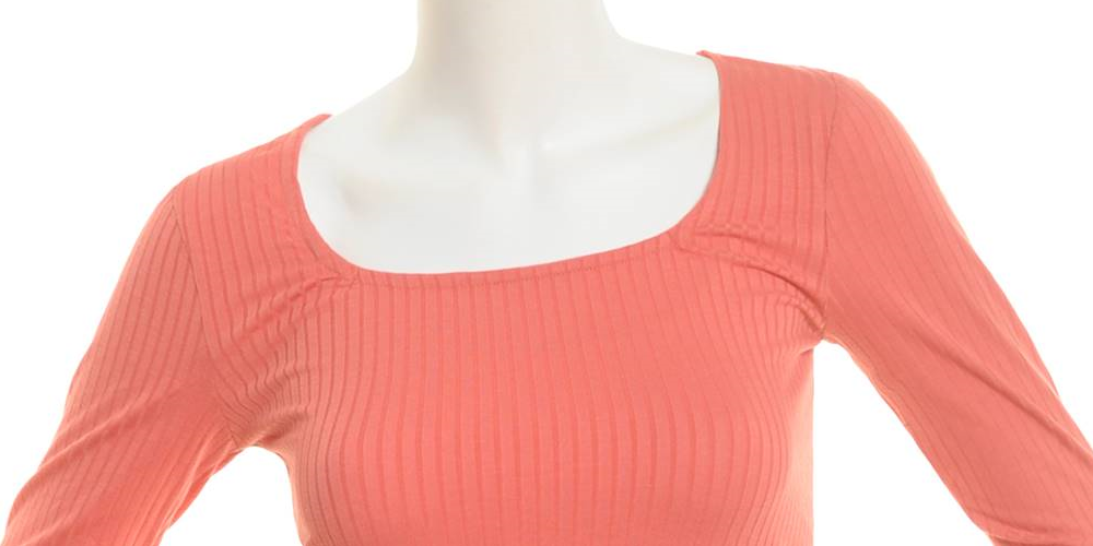 Planet Gold Junior's Ribbed Long Sleeve Square Neck Top Orange Size Medium