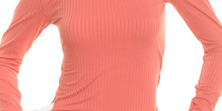 Planet Gold Junior's Ribbed Long Sleeve Square Neck Top Orange Size Medium