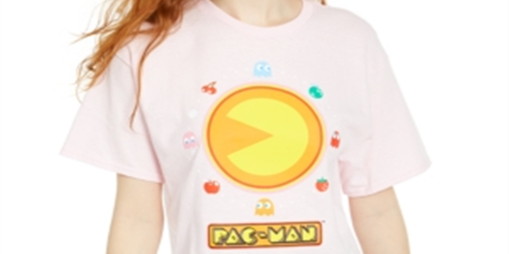 Mad Engine Juniors' Pac-Man Graphic T-Shirt Pink Size XL