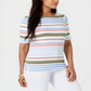 Karen Scott Women's Lulu Striped T-Shirt White Size Petite Medium