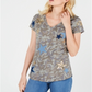 INC Womens Camouflage Short Sleeve V Neck T-Shirt Top Green Size XS