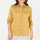 Karen Scott Women's Mixed Media Button Front Top Yellow Size Large