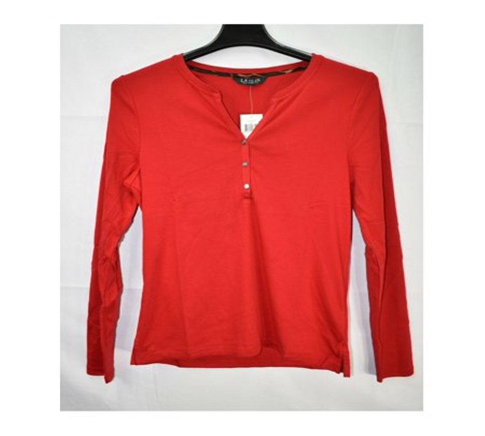 Lauren Ralph Lauren Women's Long Sleeve with Buttons Top Red Size Medium