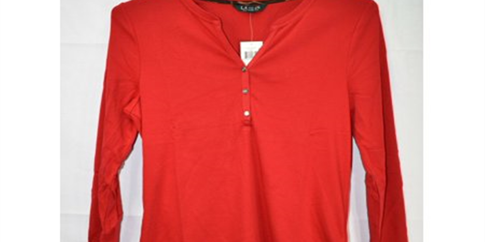 Lauren Ralph Lauren Women's Long Sleeve with Buttons Top Red Size Medium