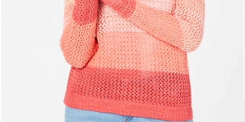 INC International Concepts Women's Metallic Knit Pullover Sweater Orange Size Large