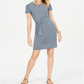 Michael Kors Women's Short Sleeve Above the Knee Dress Blue Size Large