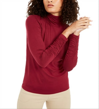 Alfani Women's Knit Ruched Top Red Size XX-Large