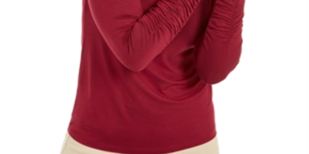 Alfani Women's Knit Ruched Top Red Size XX-Large