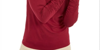 Alfani Women's Knit Ruched Top Red Size XX-Large