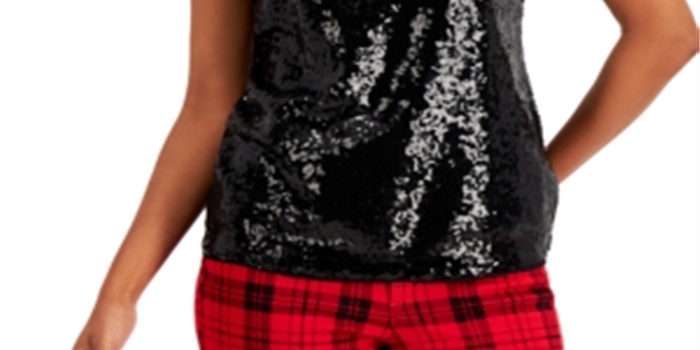 Charter Club Women's Sequined Tank Top Black Size Large