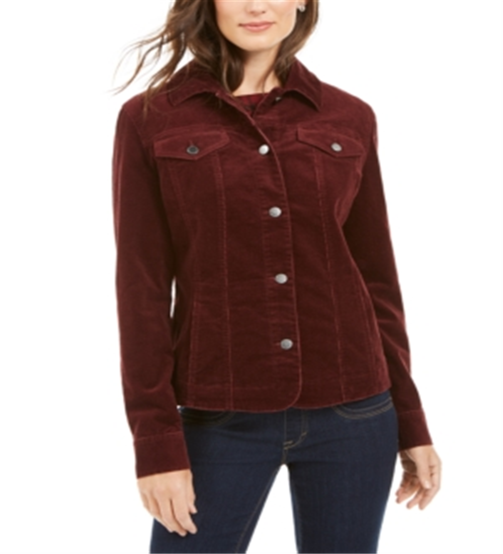 Charter Club Women's Corduroy Jacket Red Size Petite XL
