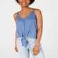 Hippie Rose Women's New Tie Button Front Tank Top Blue Size Small