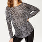 INC International Concepts Women's Metallic Cheetah Top Gray Size S