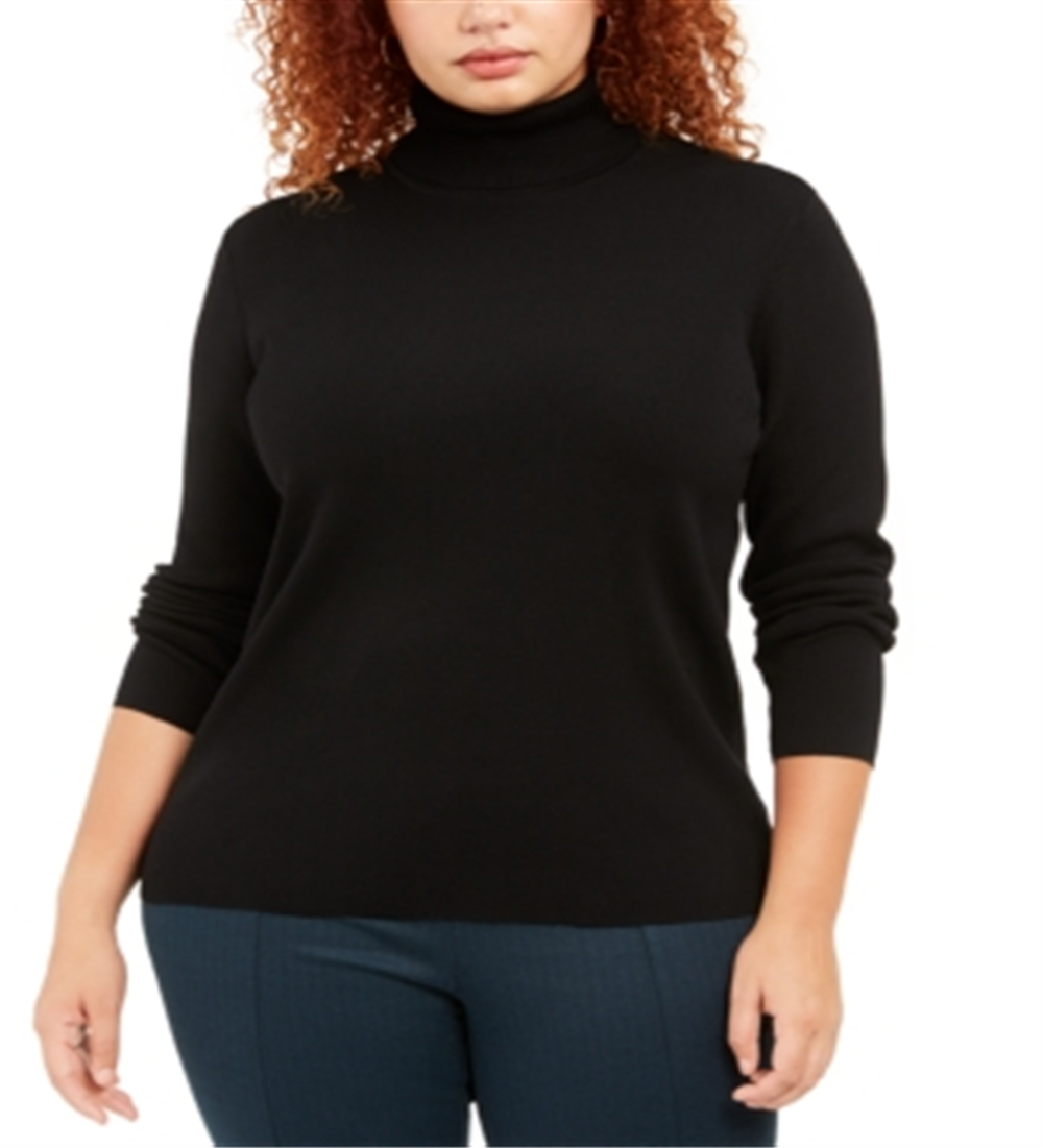 Anne Klein Women's Plus Turtleneck Sweater Black Size 1X