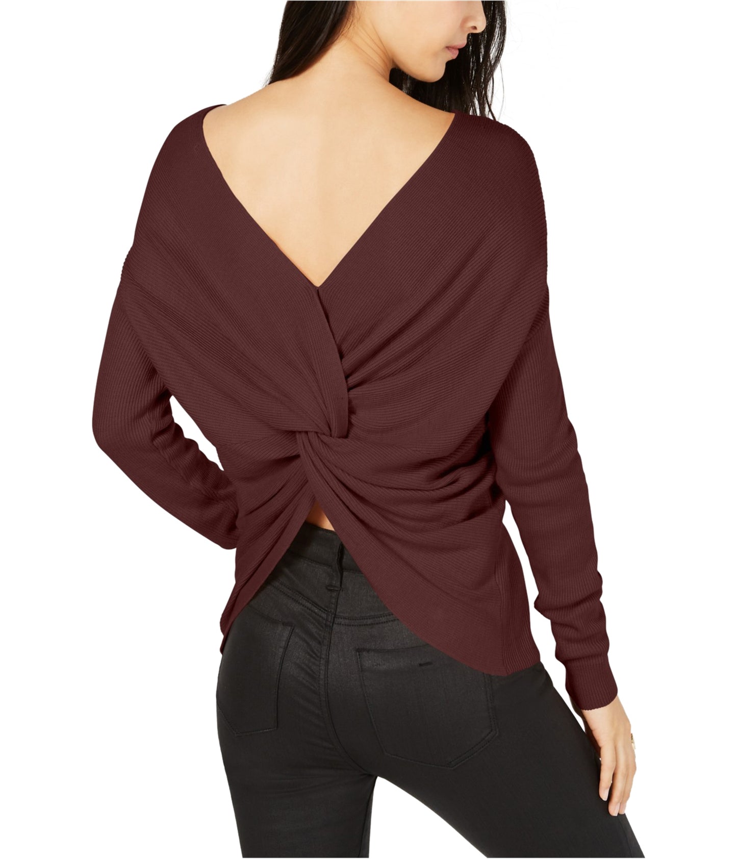 Bar III Women's Twist Back Pullover Sweater Brown Size XL