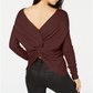 Bar III Women's Twist Back Pullover Sweater Brown Size XL