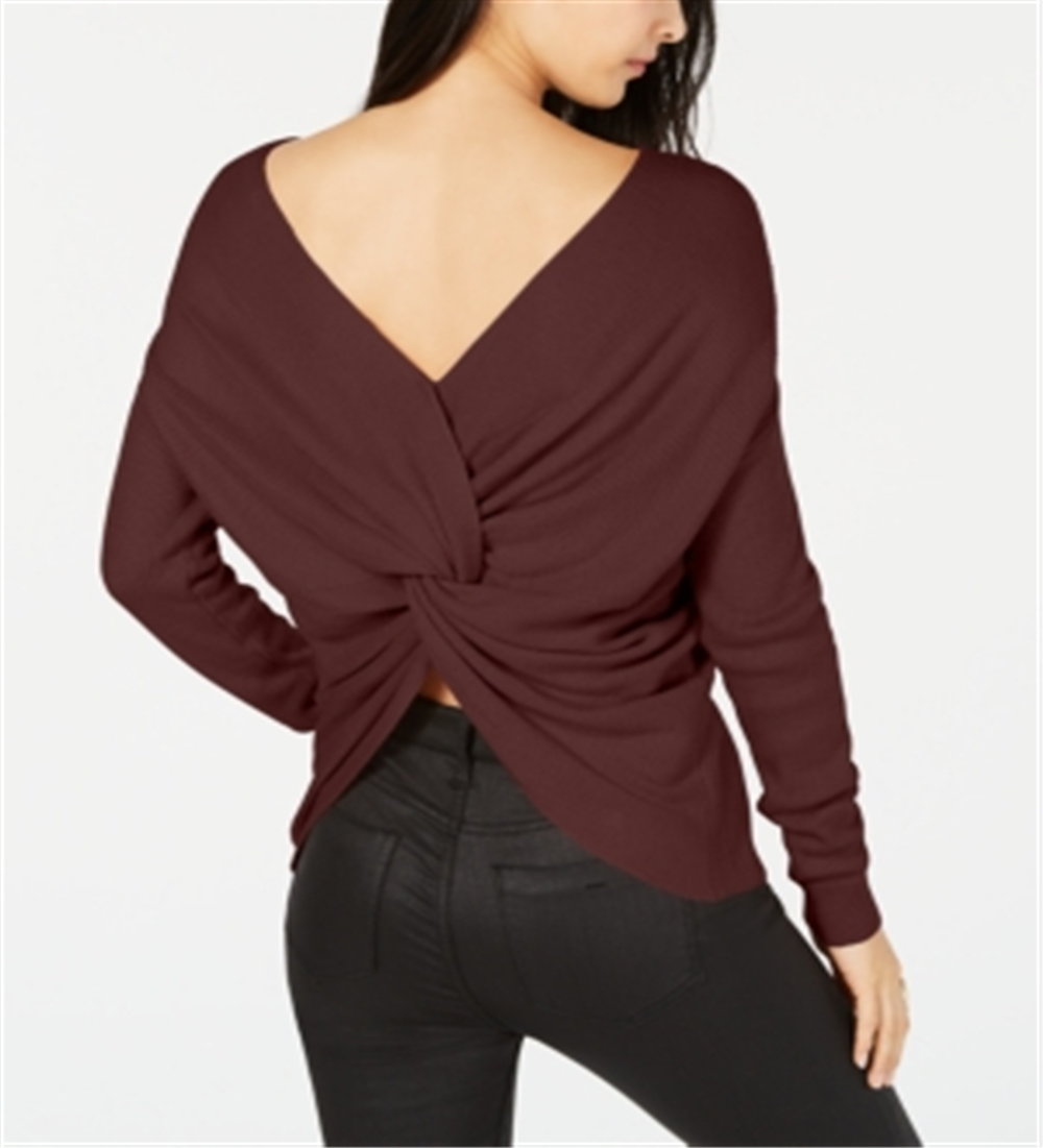 Bar III Women's Twist Back Pullover Sweater Brown Size XL
