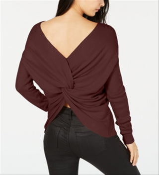 Bar III Women's Twist Back Pullover Sweater Brown Size XL